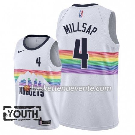 Maillot Basket Denver Nuggets Paul Millsap 4 2018-19 Nike City Edition Blanc Swingman - Enfant